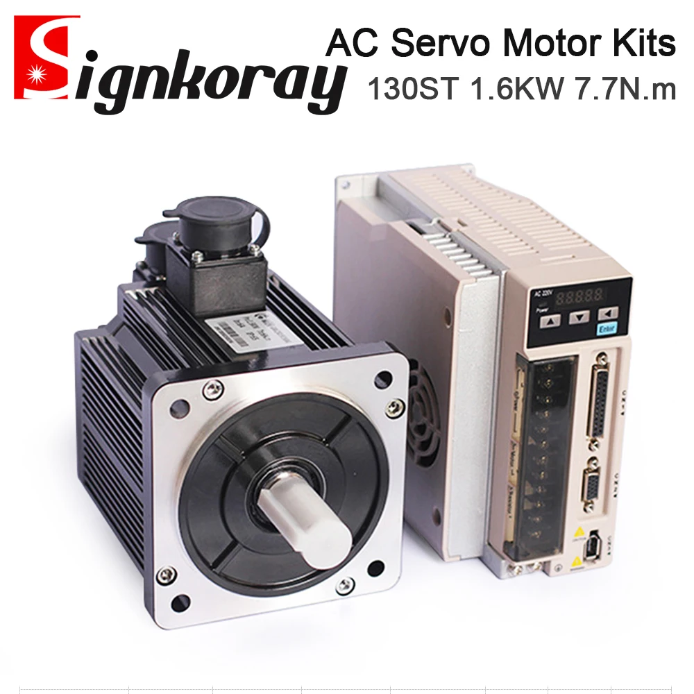 SignkoRay 1.6KW 7.7N.m AC Servo Motor Driver Kits 2000RPM 220V for Industrial Control Application HC300+130ST-H07720