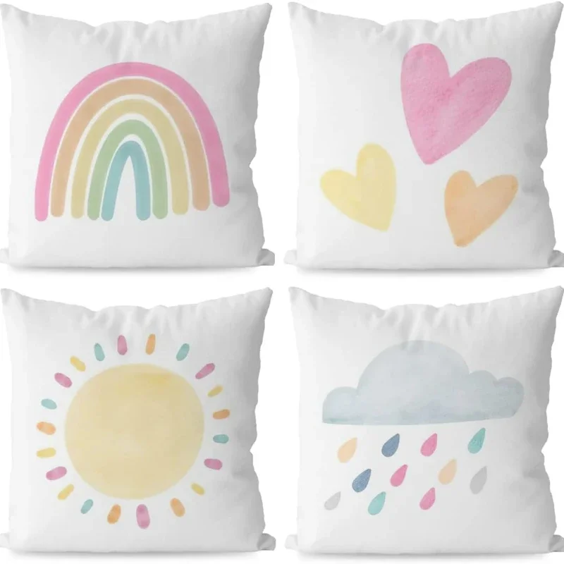 

Colorful Sun Cloud Rainbow Print Body Pillow Covers Cute Kid Nursery Girls Room Decor Gifts for Girls Soft Throw Cushion Cover