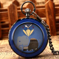 Vidro transparente Musical Pocket Watch, Swan Lake Música Melody, Antigo Pingente, Relógio De Bolso, Vintage Quartz Relógios, Presente