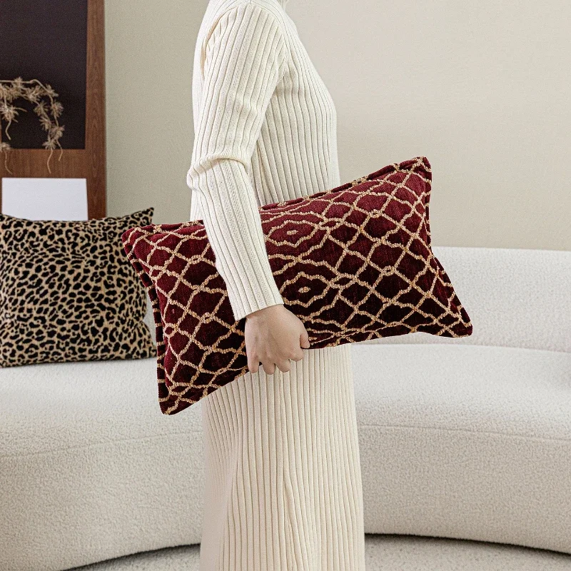 30X50/50X50CM Retro Jacquard Throw Pillow Cover Brown Black Luxury Stamping Waist Cushion Cover Decor Home Decorative Pillowcase