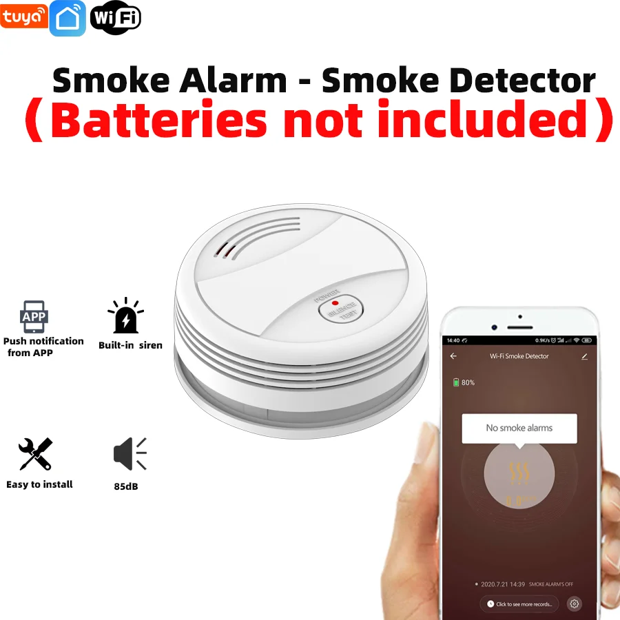 1pack Smoke Detector, Battery Operated Smoke Alarm with Photoelectric Technology,with LED Indicator and Test Button，installed in