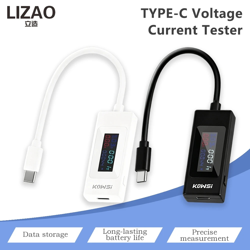 Type-C Voltage Current Tester Digital Color Screen USB-C Power Meter Support Data Storage Precise Power Capacity Measurement