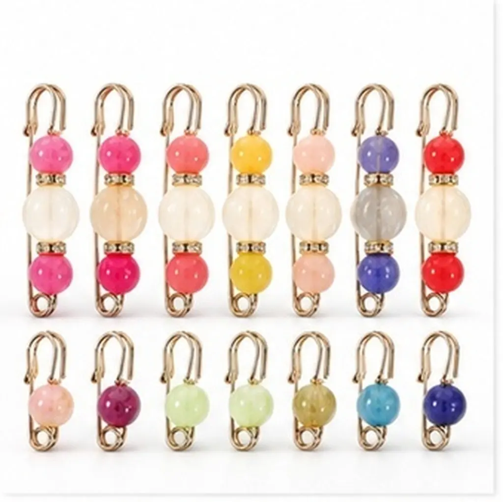12Pcs Anti-Exposure Safety Pins Premium Alloy Pants Waist Clip Sweater Shawl Dress Brooch Pin Elegant Clothing Fastener Party