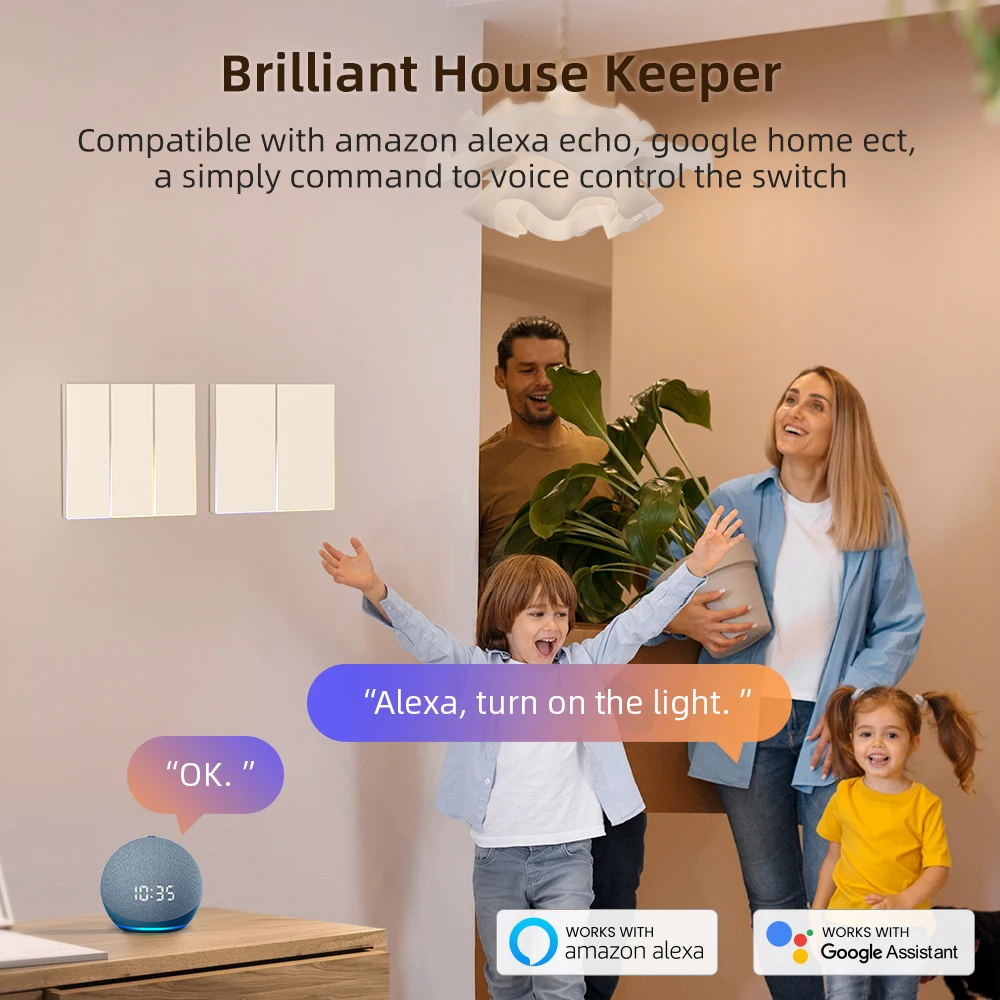 AVATTO-interruptor inteligente con WiFi Zigbee, dispositivo con luz ambiental, Control por aplicación, funciona con Alexa y Google Home, serie Blade, nuevo