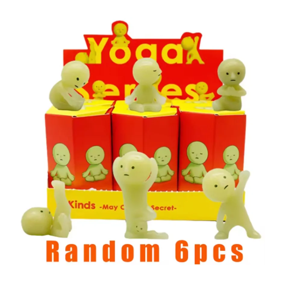 Figurki akcji Smiski Series Noctilucent Green Doll Mystery Blind Box, model dekoracyjny na biurko, zabawka na prezent niespodziankę ﻿