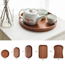 Walnut Wooden Tray Ins Wind Small Wooden Plate Japanese Rectangular Dinner Plate Cake Bread Coffee Tea Solid Wood Plate Tray