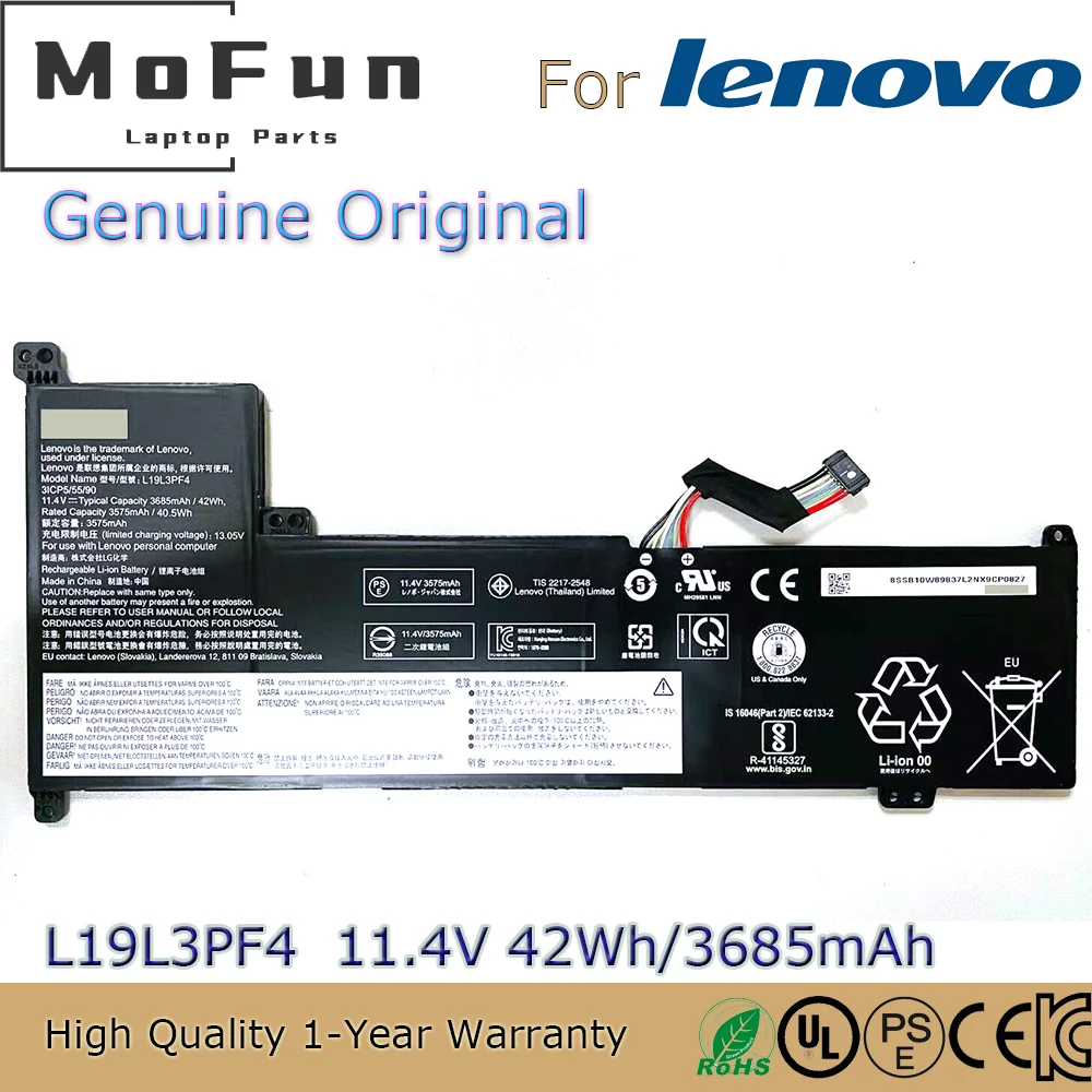 

Brand New Original L19L3PF4 11.4V 42Wh Laptop Battery for Lenovo Ideapad 3-17IML05 3-17ADA05 V17-IIL L19C3PF6 5B10W89839