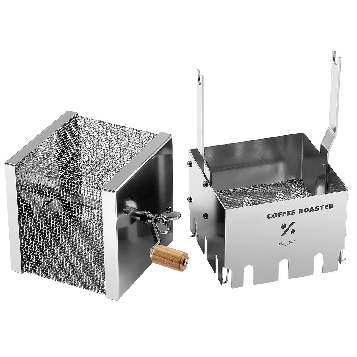 Far‑Infrared Direct‑Fire Hand‑Crank Coffee Bean Roaster Portable Hand‑Net Roasting Tool for Home & Outdoor Camping Use
