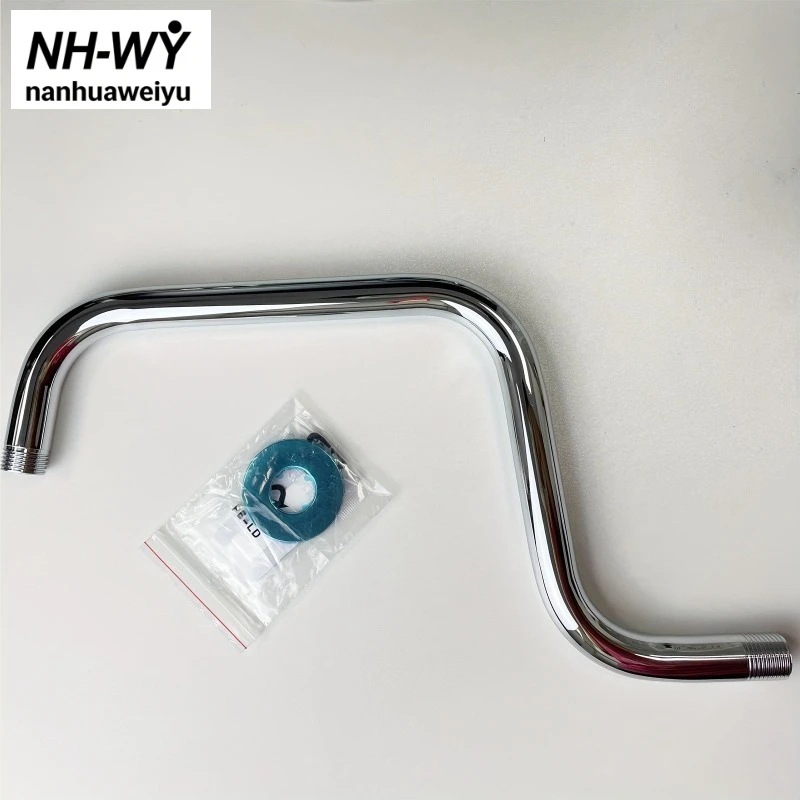 14 Inch Stainless Steel Wall Mounted S-Pipe, Shower Fixed Rod & Shower Extension Arm