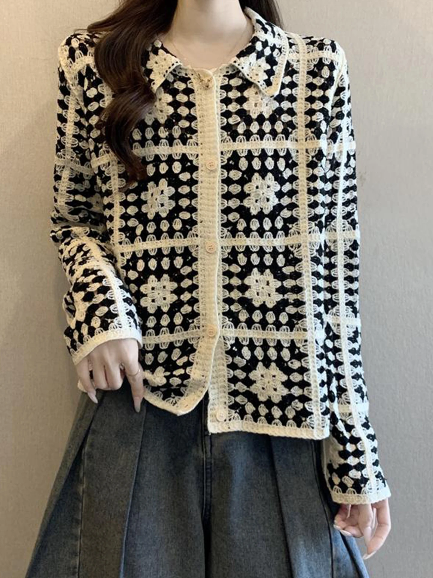 

Korean Sle Long Sve Knitted Open Cardigan Women's Spring Autumn plus Size Slimming Faion High End Versatile Top