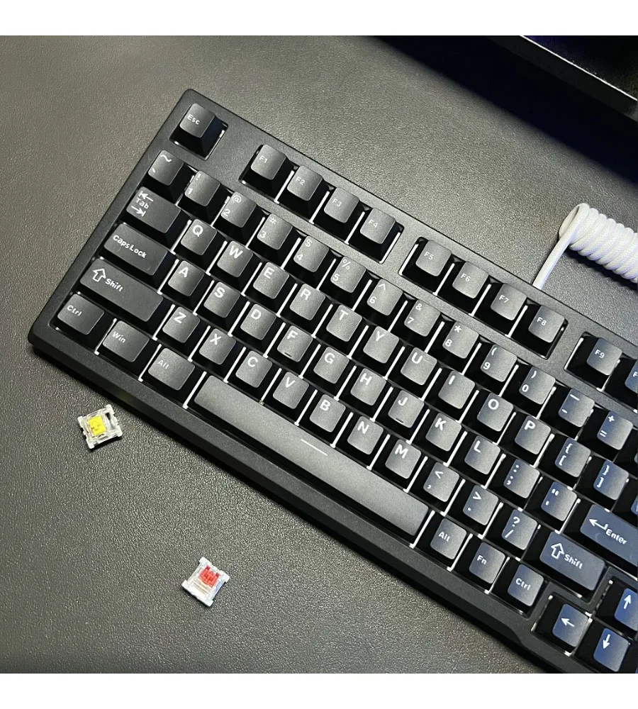 Pure black two-color keycap PBT material icon black/white/gray gradual change of original height