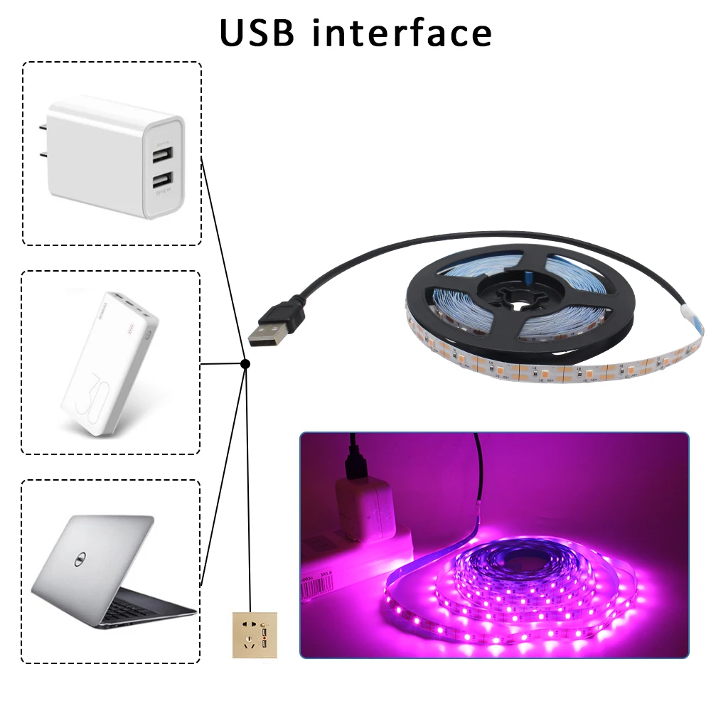 USB LED Plant Grow Light Strip 5V Full Spectrum Plant Growth Light Greenhouse Phytolamp for Plants Hydroponics Growing System