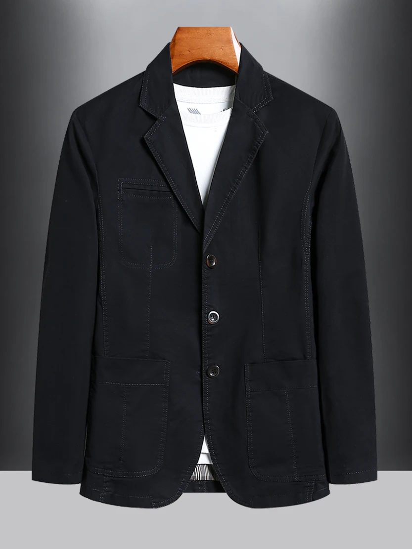 

Retro Korean Style Pure Cotton Men's Slim Fit Casual Loose Suit Autumn Winter Breathable American Style Jacket Single Piece Coat