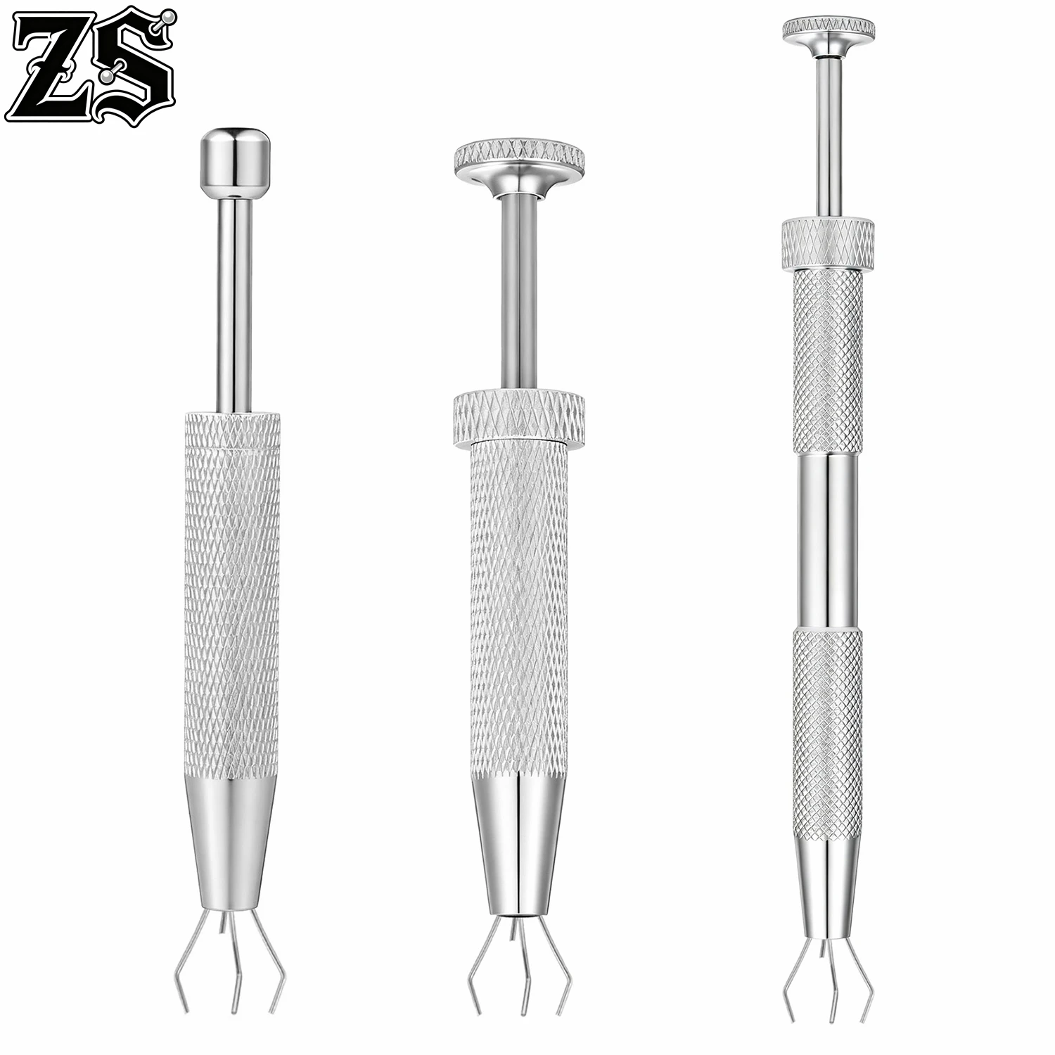 ZS 1 PC Stainless Steel Four Claws Beads Pick-up Tool Zircon Jewelry Non-slip Holder Tweezer Body Piercing Catcher Grabber Tools