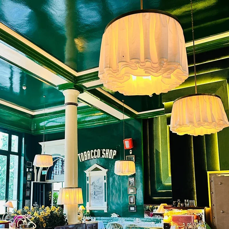 بساطتها وابي سابي الأبيض النسيج قلادة أضواء المعيشة مطعم غرفة نوم ديكور المنزل LED مصباح معلق تركيبات الإضاءة الداخلية