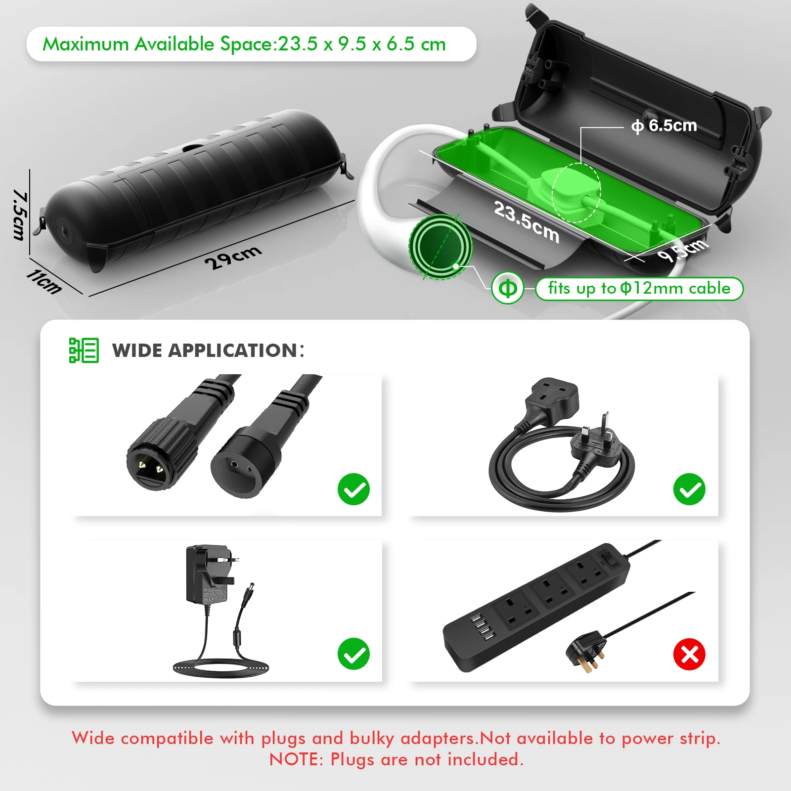 صندوق كهربائي كبير خارجي وصندوق أمان سلك تمديد خارجي متوسط مقاوم للعوامل الجوية لقابس الملاك الأيمن، وديكور العطلات