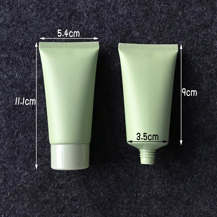 50ml Plastic Squeeze Bottle Matte Green 50g Cosmetic Cream Facial Cleanser Container Toothpaste Lotion Refillable Serum Tube