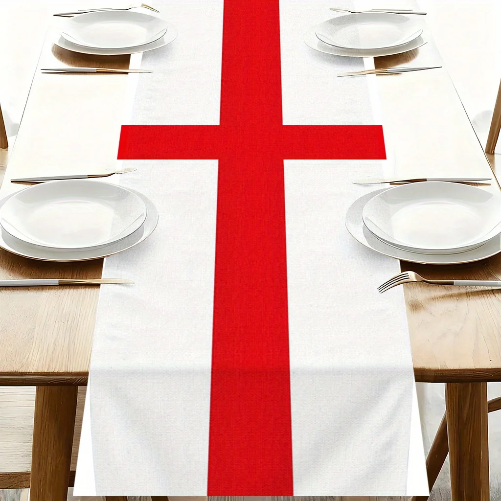 1pc 2D Flat England Union Jack Flag Table Runner, Rectangular National Banner for Dining Table & Coffee Table Decor, Home Kitche