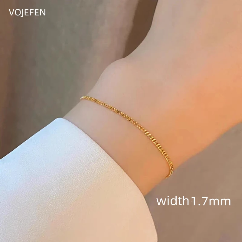 VOJEFEN 18K الكوبية سلاسل سوار مجوهرات للمرأة الأصلي AU750 الذهب الحقيقي الفاخرة شخصية مصمم شهادة المصوغات