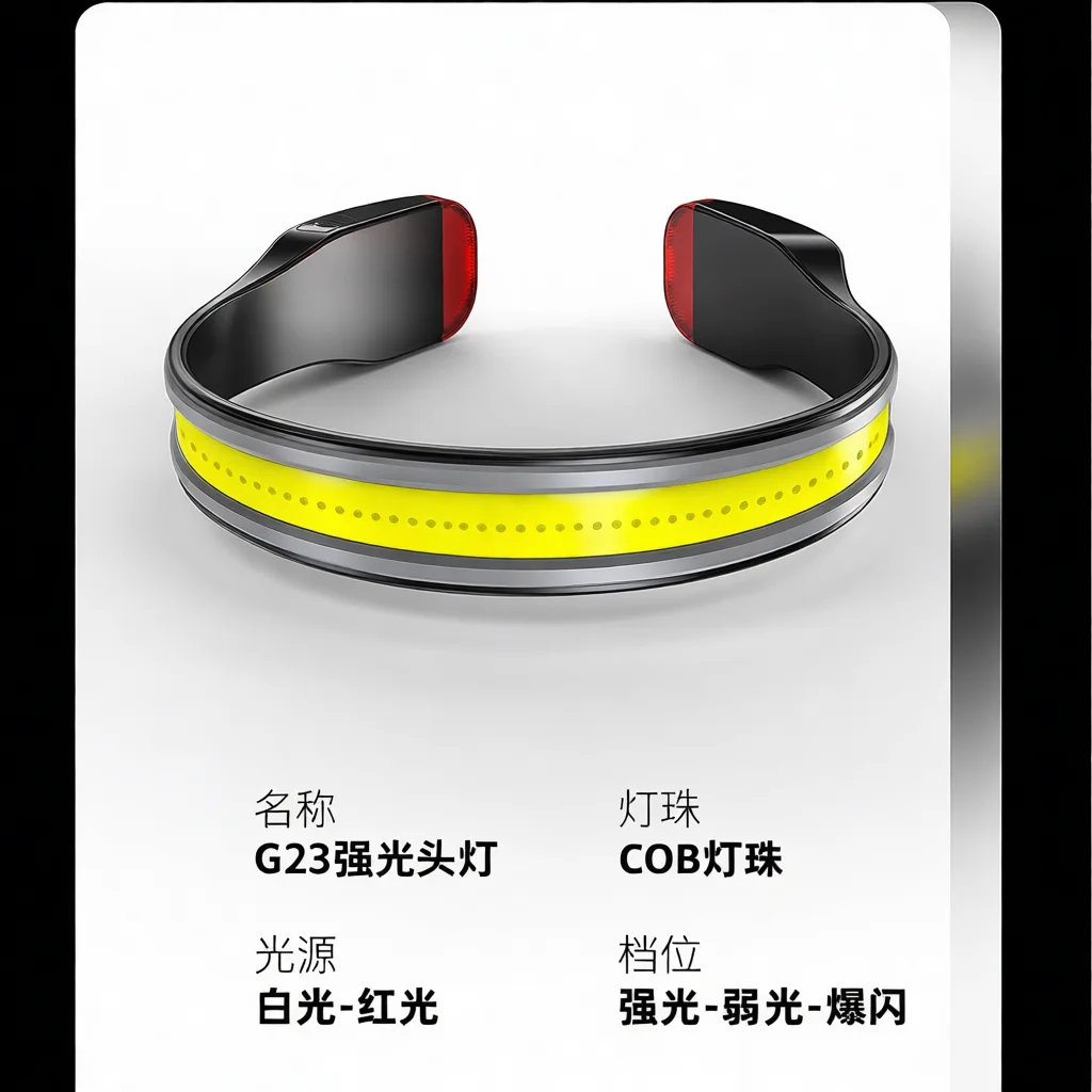 COB LED Headlamp Rechargeable Waterproof Headlight Wide Beam Flashlight For Outdoor Camping Hiking Running Night Fishing