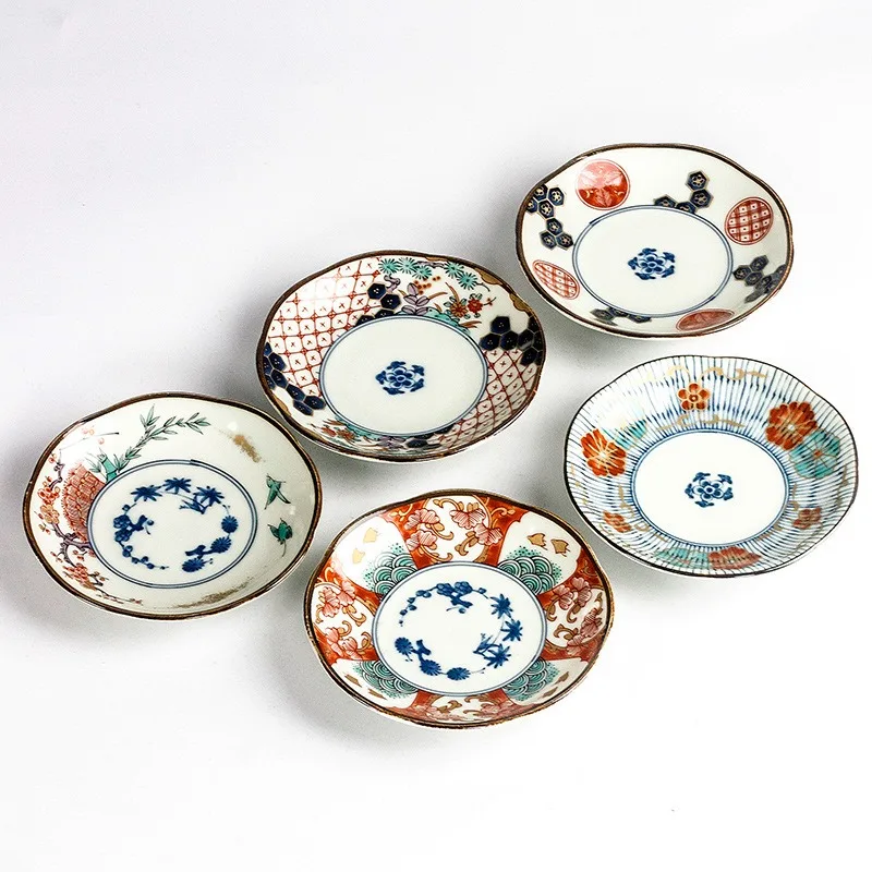 Ceramic tableware roasted brocade rice bowl large flat plate dipping dish cooking bowl