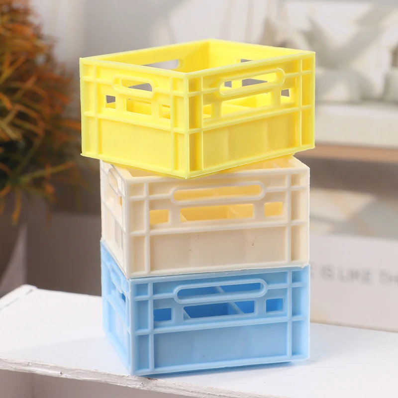 Cesta en miniatura para casa de muñecas 1:12, cesta de almacenamiento de bebidas, modelo de cesta de cerveza/café, decoración de cocina, accesorios para casa de muñecas de juguete