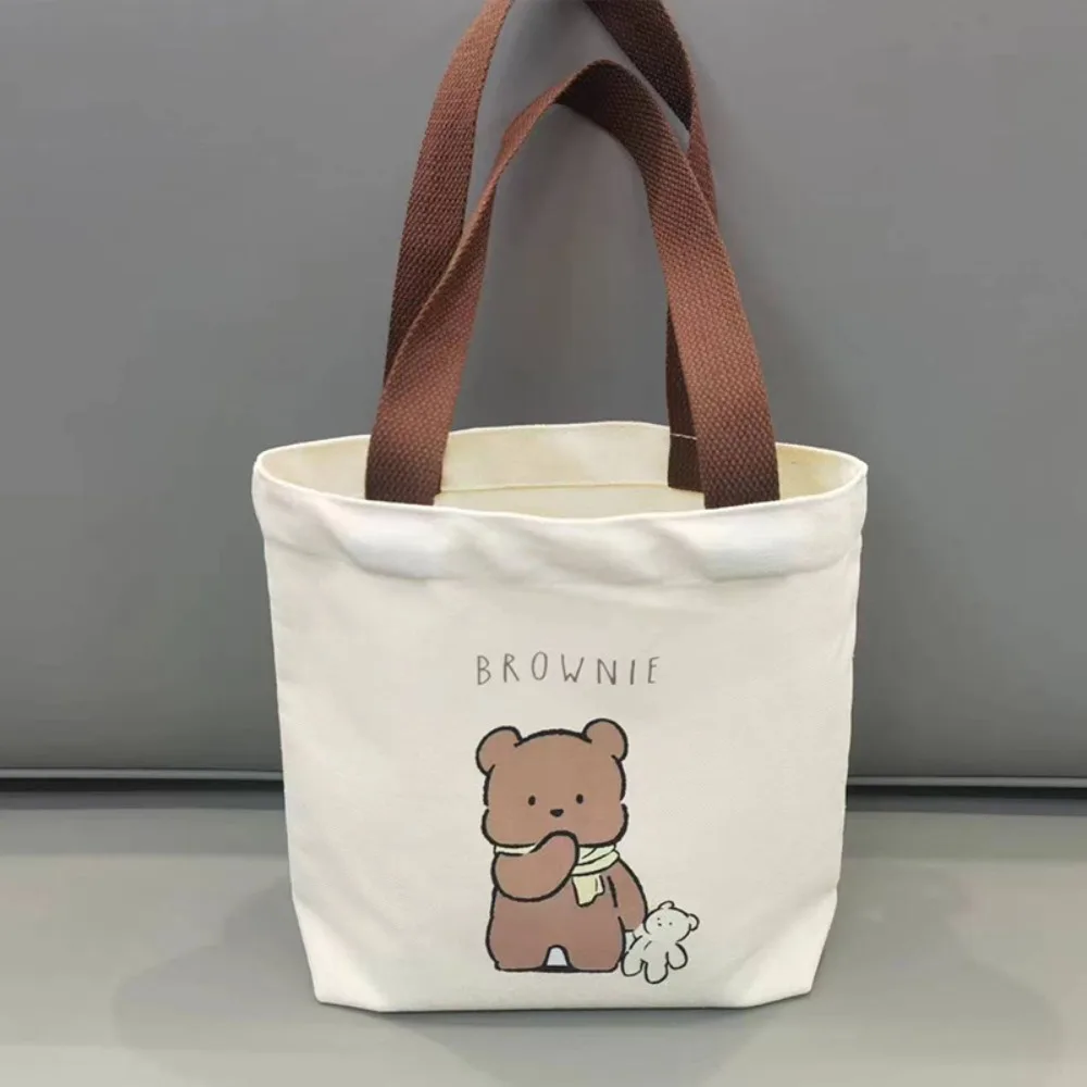 Fashion Peach Canvas Tote Bag Canvas Big Capacity Mini Handbags Cartoon Lunch Bag Women