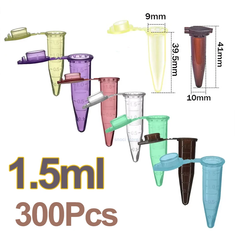 Polypropylene Graduated Microcentrifuge Tube with Snap Cap, 1.5 mL - Lab-Grade, Leak-Resistant Design, Sample Vial，300Pcs