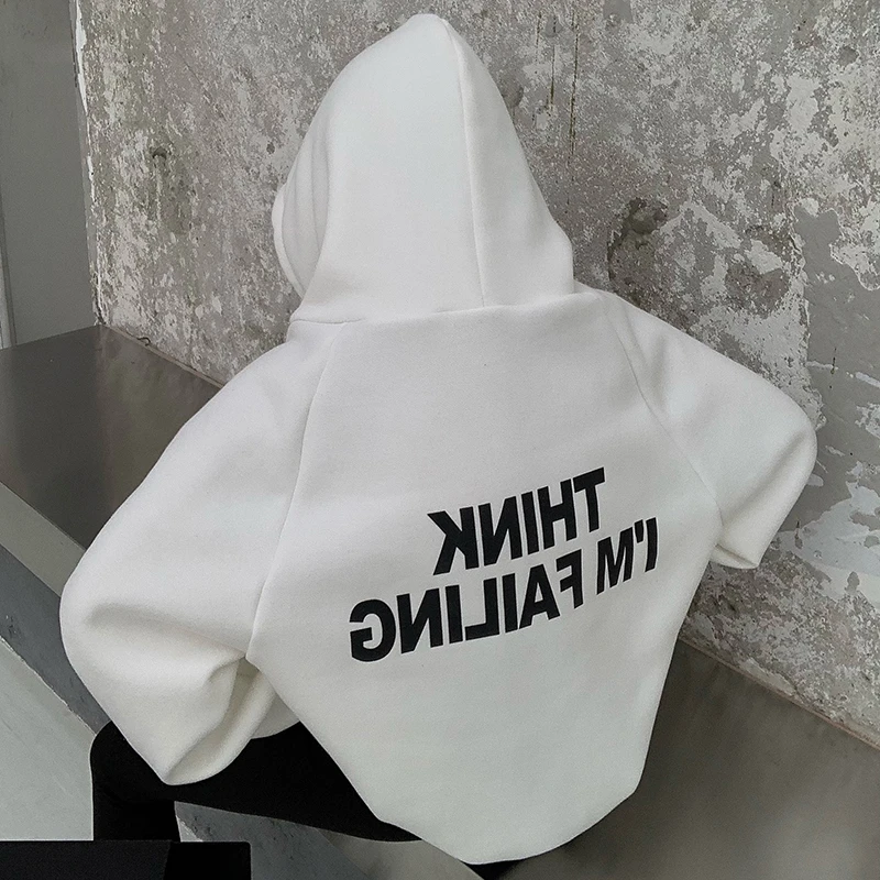 Letter Printing Hoodies Women High Street ThickeningThicker Outwear Stylish Loose All-match Hooded Sweatshirts Teens Vintage