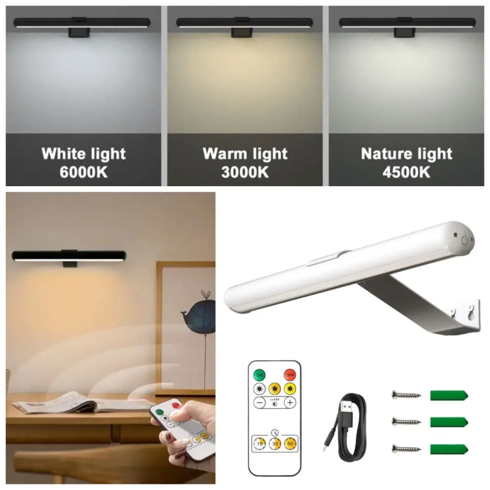 

3 Color Dimming LED Magnetic Wall Lamp Detachable Rechargeable Art Display Light Energy Saving with Control Remote