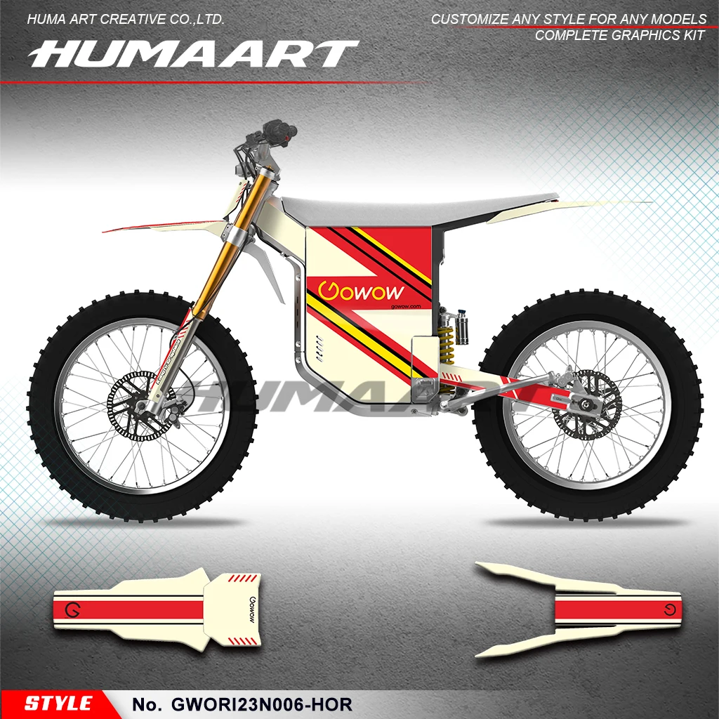 HUMAART Restyle Graphics Aftermarket Stickers Set for Gowow Alpha / ORI Dirt eBike, GWORI23N006-HOR