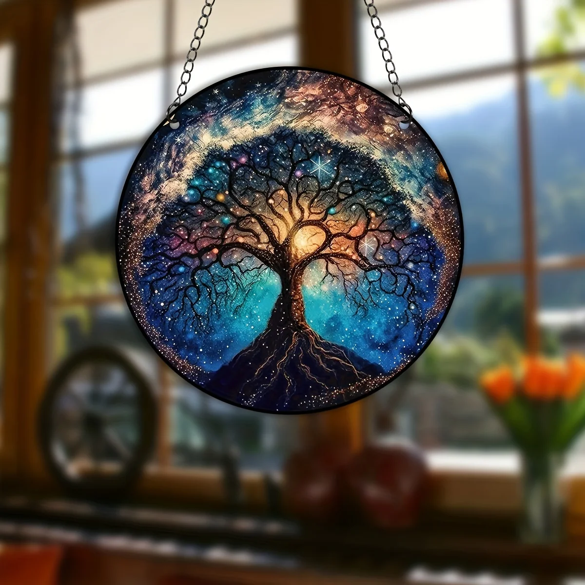 1pc Star Tree of Life, Window Hanging, Outdoor, Home Decoration, Garden Decorations Hanging Ornament (8*8 inch)