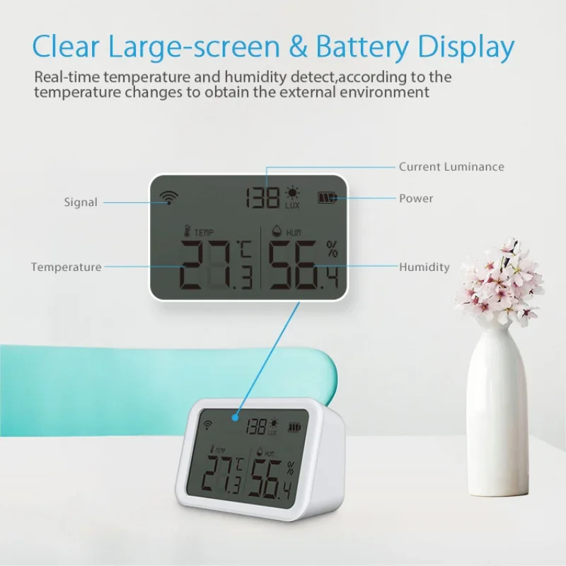 Tuya intelligent ZigBee/WIFI temperature and humidity illumination sensor alarm can be remotely controlled by mobile phone