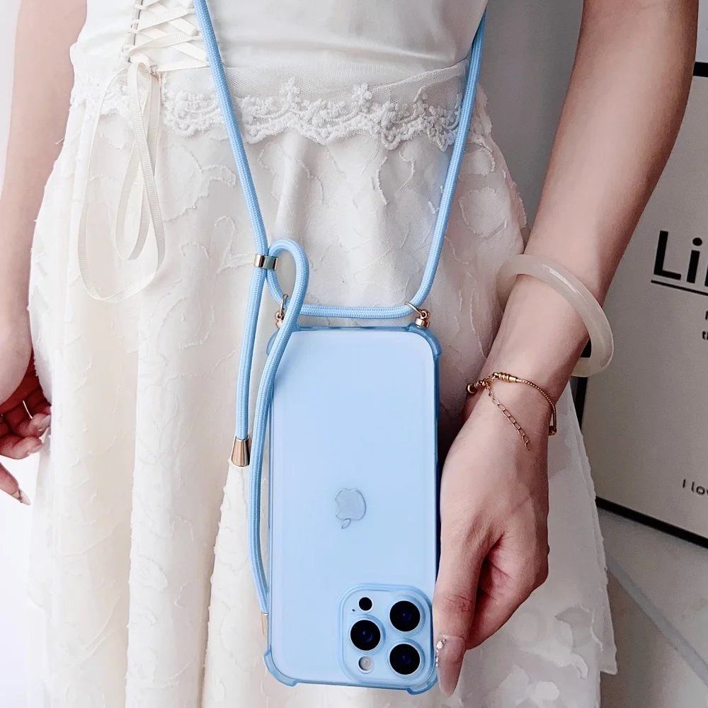 Crossbody-Trageband, mattes, stoßfestes Gehäuse für iPhone 18 17 16 Pro Max 15 14 13 Mini 12 11 XR XS 8 Plus, transparente, weiche TPU-Hülle – Detail 3