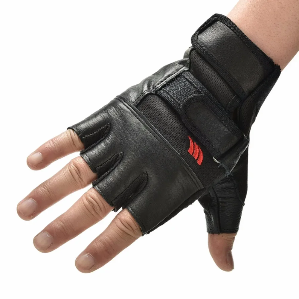 WePackage-Gants de gymnastique en cuir PU noir pour hommes, équipement de levage, entraînement au poignet, sports de sport ronds, entraînement physique, cyclisme, doigt non ald