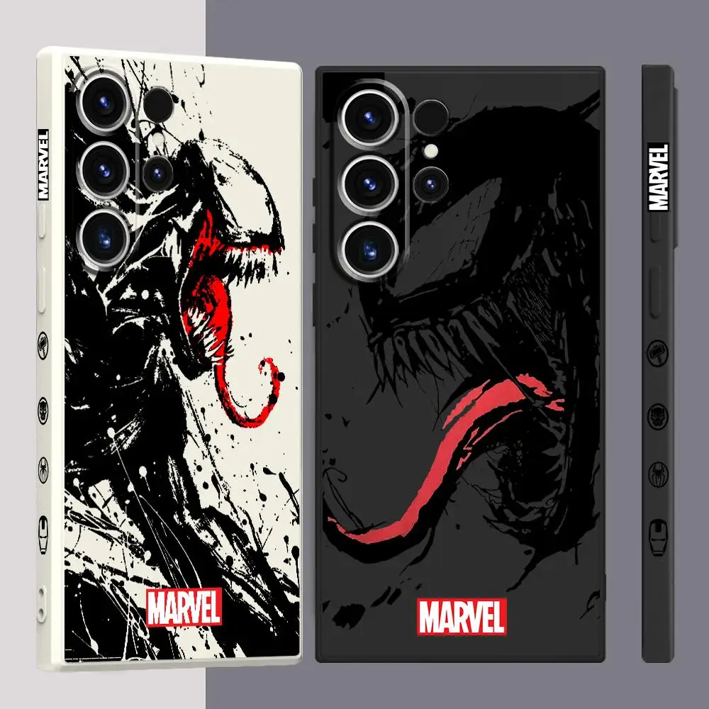 Marvel Superhero venom Case for Samsung Galaxy S9 S8 Note 20 Ultra 10 Plus S10 S22 S23 Ultra 5G S20 FE S21 Square Liquid Cover