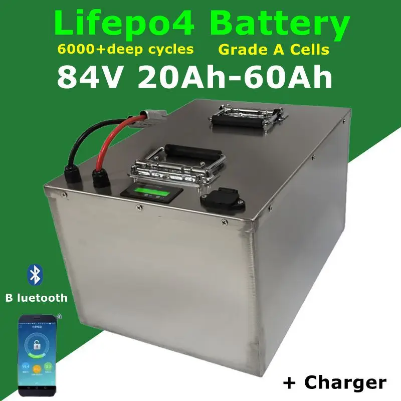 

Lifepo4 аккумулятор 84 В 20 Ач 30 Ач 40 Ач 60 Ач с Bluetooth BMS 27S для 4000 Вт EV мотоциклы скутеры подметальная машина экскурсионные автомобили