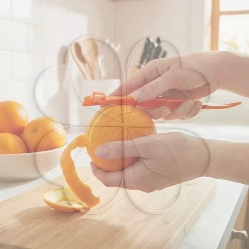2Pcs Long Handle Orange Peeling Tool Lightweight Plastic Citrus Skin Remover Portable Fruit Peeler for Camping Backpacking