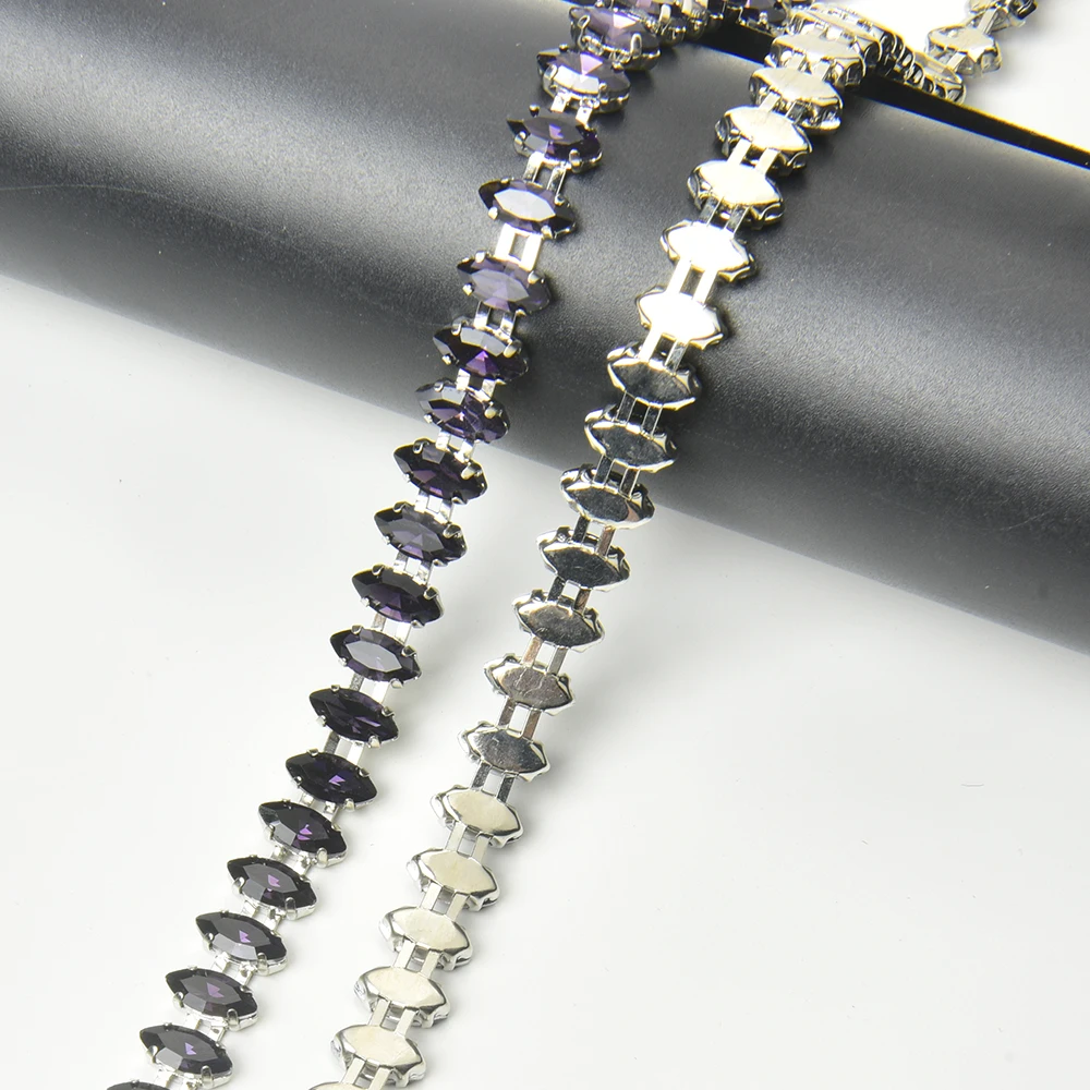 اليدوية 5x10 مللي متر خطوط مزدوجة سلسلة حجر الراين مميزة دائم النحاس تألق وعالية الجودة لإكسسوارات المجوهرات العصرية #6