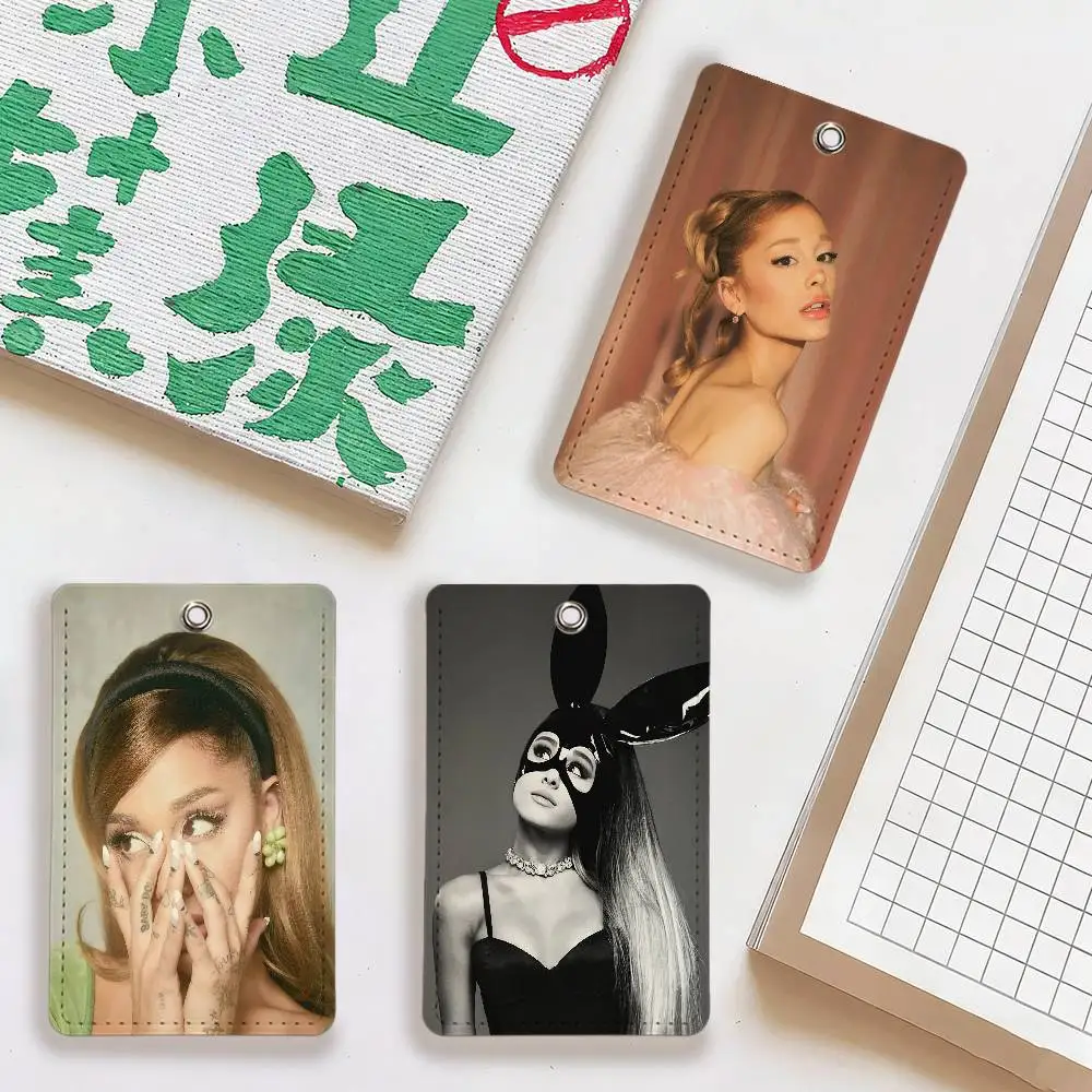 Singer A-Ariana Grande PU  Card Holder With Keychain For Bank card,Subway, Bus Card ,Access Card Protective Case
