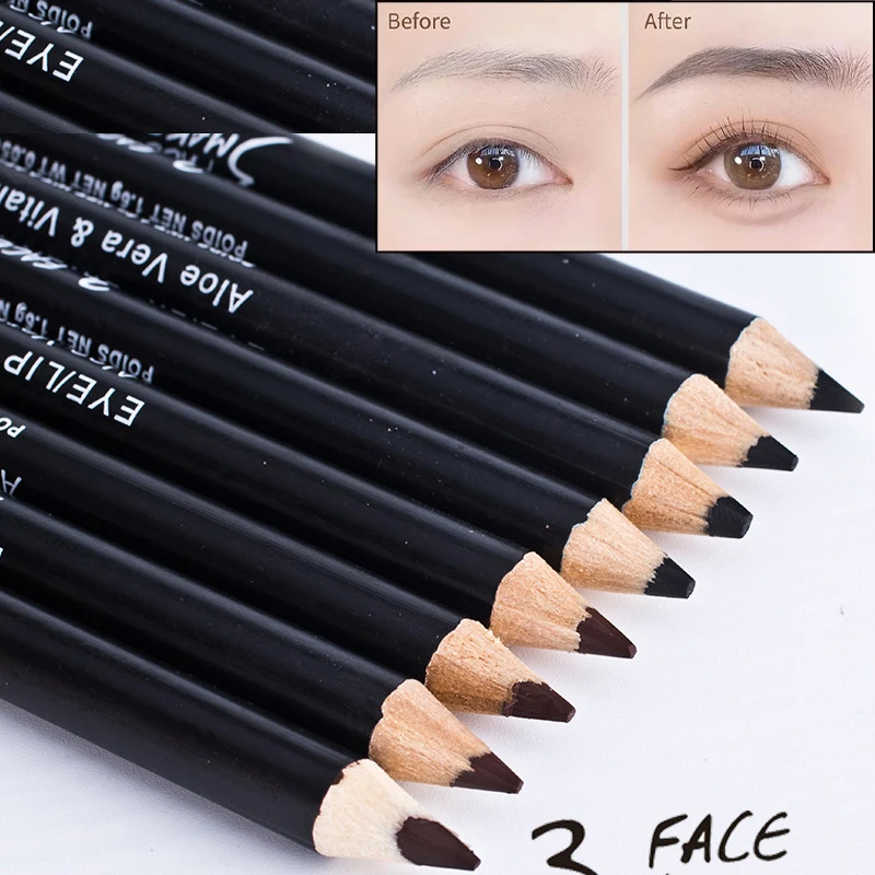 2-in-1 Eyeliner & Eyebrow Pencil Long Lasting Eyeliner Pencil Professional Pigment Waterproof Brown Black Color Eye Liner Pen