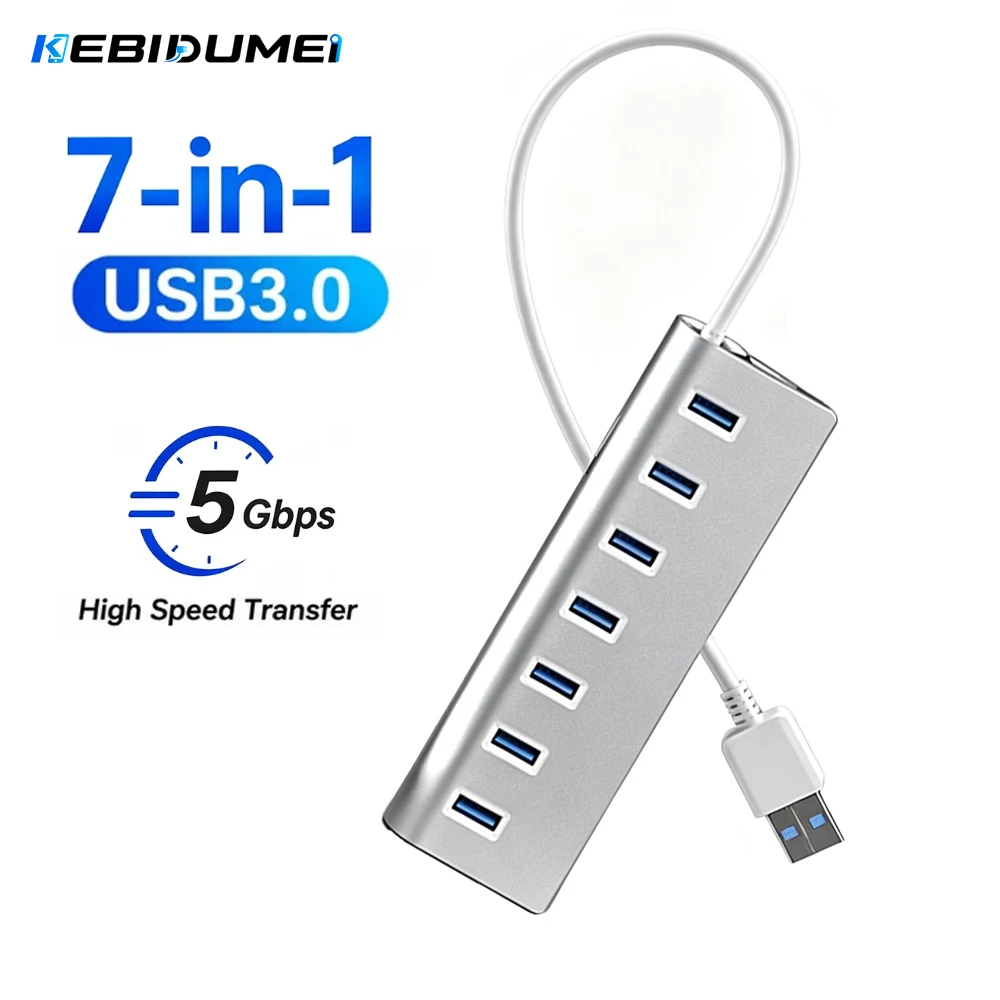 KEBIDUMEI USB 3.0 HUB 5Gbps High Speed Transmission Adapter 7 in 1 Docking Station Expander USB Splitter For Laptop Computer