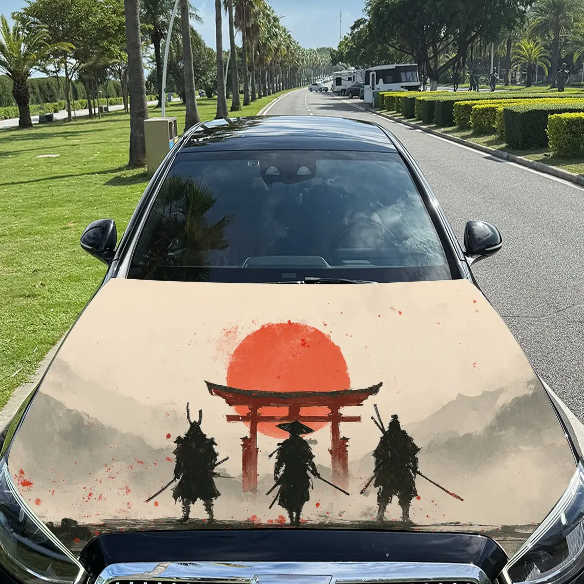

Наклейка на капот автомобиля в японском стиле с рисунком самурая - прочная наклейка из ПВХ с жирным и реалистичным дизайном, самоклеящаяся для автомобиля, грузовика