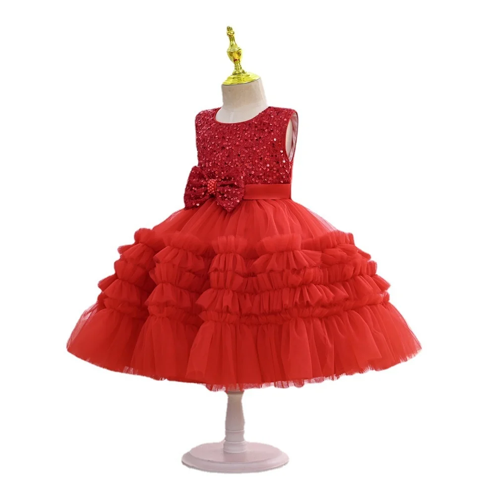 

Summer Girls Evening Dress Rose Sleeveless Birthday Party Toddler Young Children Yarn Tutu Dresses Kids Clothes 4 To 8 Years