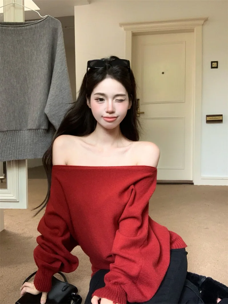 

Свободный вязаный свитер Batwing Sve, женский пуловер оверсайз с колючками, милый повседневный удобный однотонный осенний свитер...