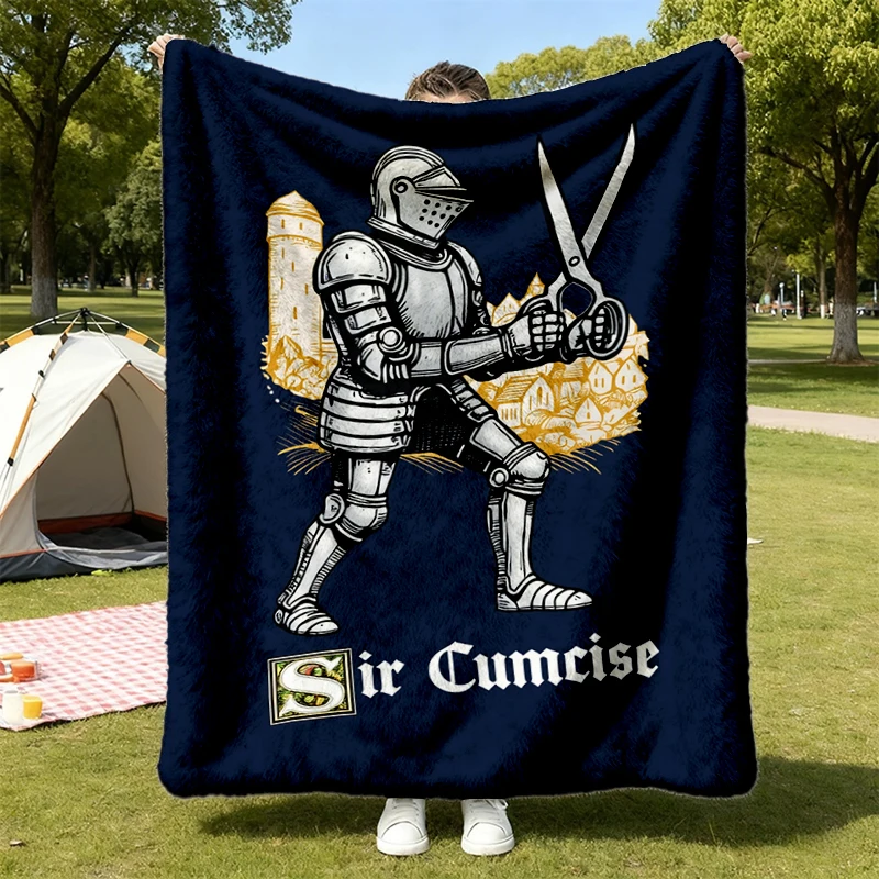 Sir Cumcise Funny Knight Meme Warm Blanket Gift For Friend, Vintage Crusader Cringy TShirts-Dark Humor Exchange Gag Gift