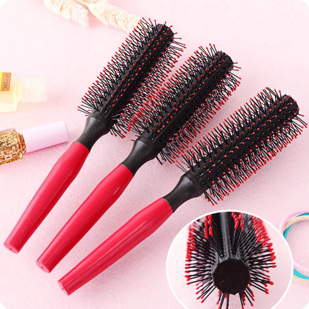 

Professional Anti-static Cylindrical Bristle Curly Hair Styling Round Comb Nylon Teeth Roller Comb Special for Real Hair Wigs