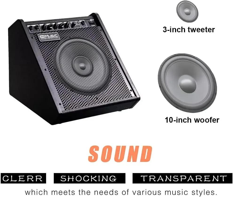 

Portable Amplifier Speaker 100W Electronic Percussion Amplifier Combo 3-Band EQ Bluetooth 10-inch Speaker