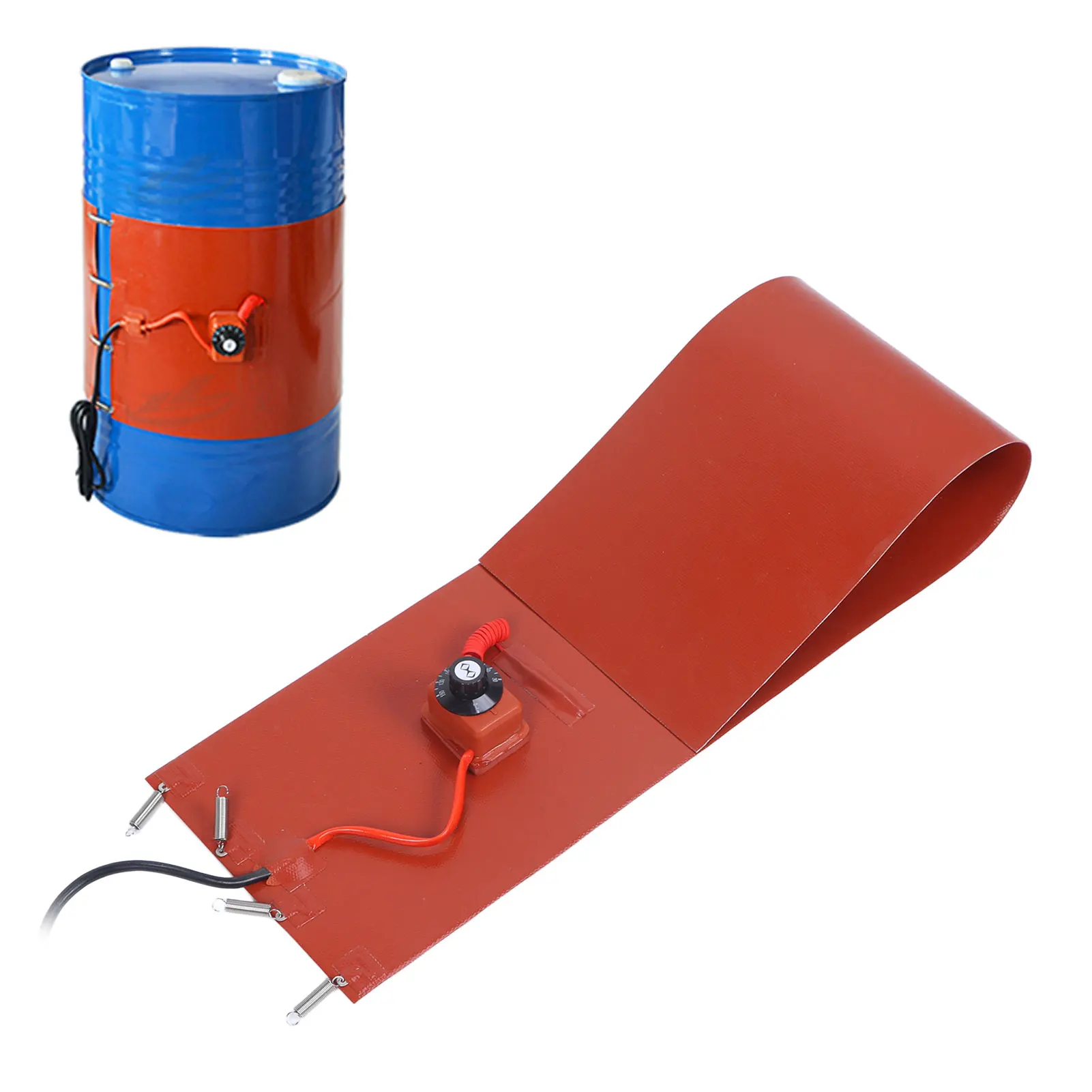 60L Oil Drum Heater Belt 1200W Metal Silicone Drum Electric Heater Pad with Thermostat 60L Oil Drum Silicone Heating Belt