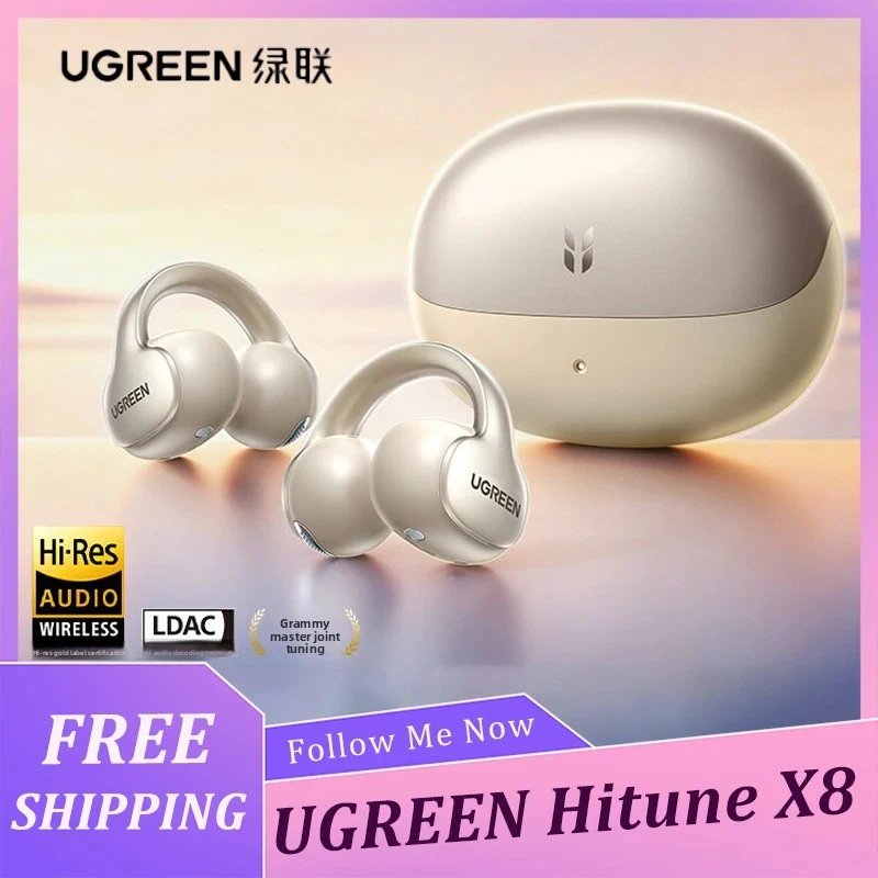 UGREEN Hitune X8 WS223 Open Ear Clip Headphones Dual-device Connection Ai Bluetooth Headset Super Long Batterylife Waterproof